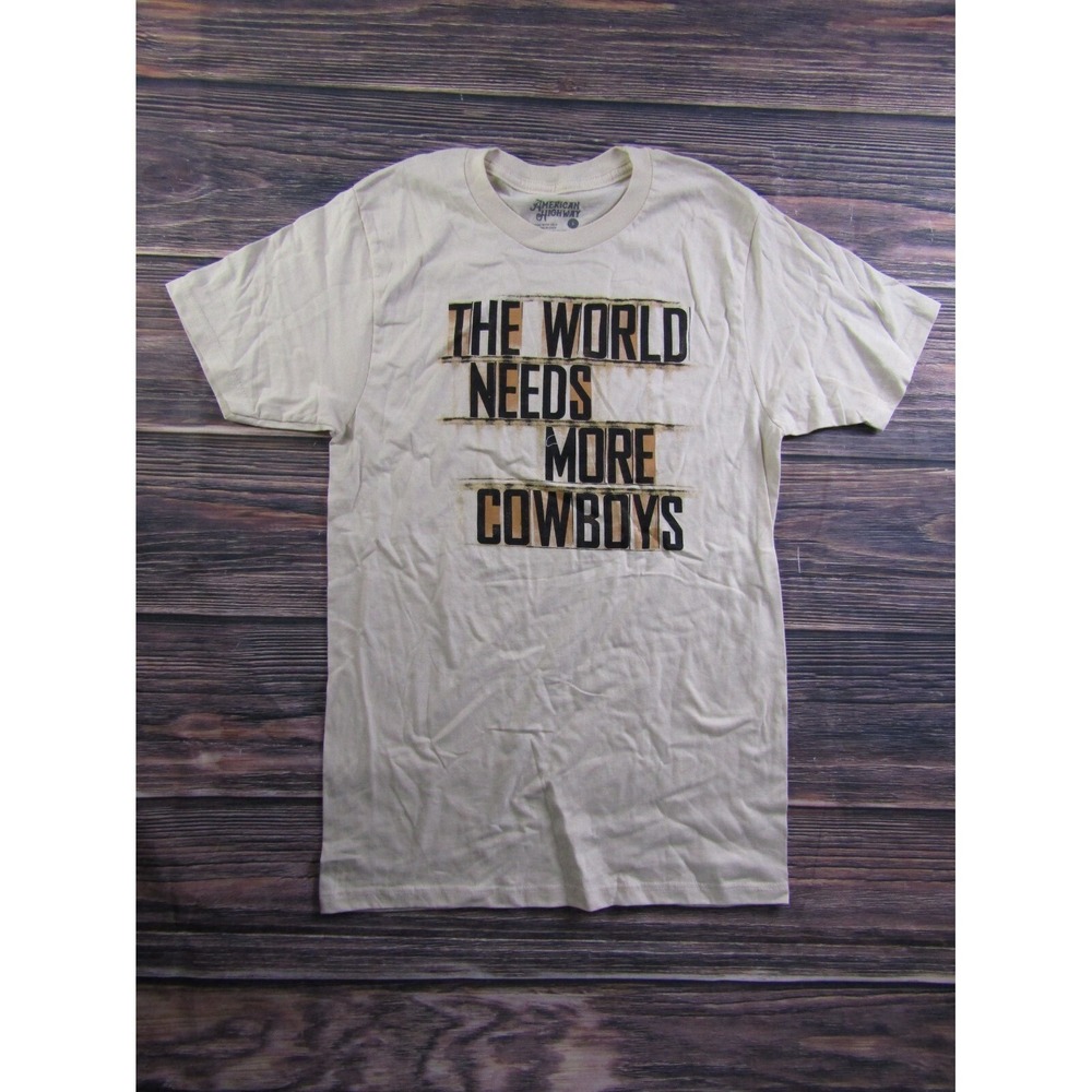 American Highway Adult Size Small White Graphic Tee T Shirt Cowboys Country